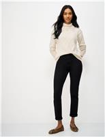 Crew Clothing Pure Cotton Cable Knit Roll Neck Jumper Neutral