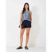 Crew Clothing Cotton Rich Floral High Waisted Chino Shorts Navy