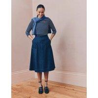 Crew Clothing Denim Midi A-Line Skirt Denim