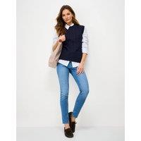 Crew Clothing Pure Cotton Cable Crew Neck Knitted Vest Dark Navy