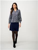 Floral V-Neck Frill Button Through Blouse