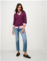 Cotton Rich Cable Knit V-Neck Jumper