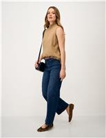 Crew Clothing Cotton Rich Funnel Neck Knitted Vest with Wool Navy