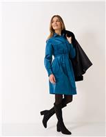 Crew Clothing Cotton Rich Cord Belted Mini Shirt Dress Blue