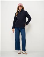 Crew Clothing Borg Funnel Neck Half Zip Fleece Navy