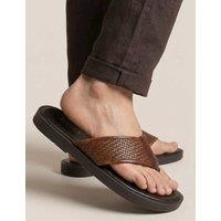 Jones Bootmaker Leather Flip Flops Medium Brown