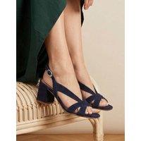 Jones Bootmaker Suede Block Heel Sandals Navy