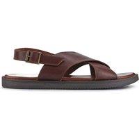 Jones Bootmaker Leather Crossover Strap Sandals Dark Brown