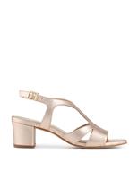 Jones Bootmaker Leather Buckle Block Heel Slingback Shoes Metallic
