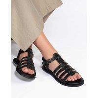Jones Bootmaker Leather Buckle Flat Gladiator Sandals Black