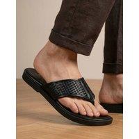 Jones Bootmaker Leather Flip Flops Black