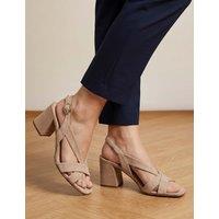Jones Bootmaker Suede Block Heel Sandals Taupe