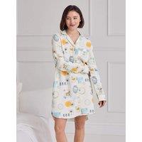 Chelsea Peers Linen Rich Holiday Print Nightshirt Light Cream