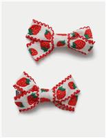 Strawberry Ribbon Bow Clips