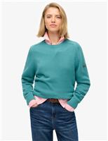 Pure Cotton Textured Crew Neck Jumper