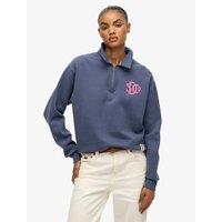 Superdry & Co Cotton Rich Collared Half Zip Sweatshirt Navy