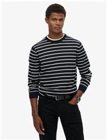 Superdry & Co Pure Cotton Striped Crew Neck Jumper Black Mix