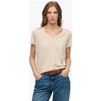 Superdry & Co Cotton Rich V-Neck T-Shirt Beige