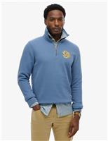 Pure Cotton Funnel Neck Half Zip Sweatshirt