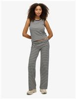 Cotton Rich Striped Fold Over Slim Joggers