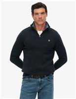 Superdry & Co Pure Cotton Funnel Neck Half Zip Jumper Navy