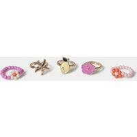 M&S 5 Pack Fruit and Beaded Rings Multi
