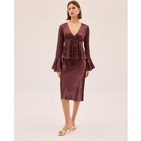 Kitri Polka Dot Midi Slip Skirt Brown