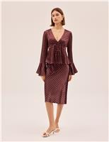 Polka Dot Midi Slip Skirt