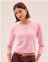 Cotton Rich Button Front Cropped Cardigan