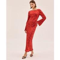 Kitri Floral Slash Neck Midaxi Column Dress Red Mix
