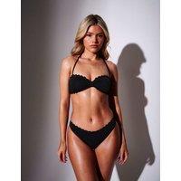 South Beach Scallop High Leg Bikini Bottoms Black