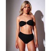 South Beach Crinkle High Waisted Bikini Bottoms Black