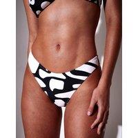 South Beach Printed High Leg Bikini Bottoms White/Black