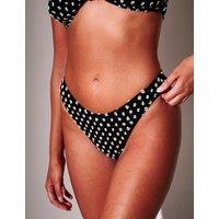 South Beach Textured Polka Dot High Leg Bikini Bottoms Black
