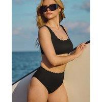 South Beach Scallop High Waisted Bikini Bottoms Black