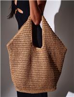South Beach Straw Woven Tote Bag Beige