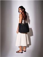 South Beach Straw Woven Shoulder Bag Black