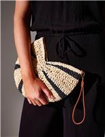 South Beach Straw Woven Seashell Clutch Bag Natural