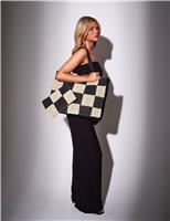 South Beach Straw Woven Checked Tote Bag & Purse Multi
