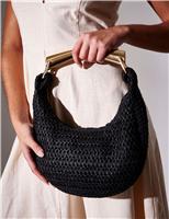 South Beach Straw Woven Grab Bag Black