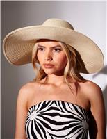 Straw Shell Trim Wide Brim Floppy Hat