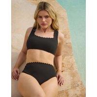 South Beach Padded Scallop Square Neck Bikini Top Black