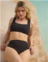 South Beach Padded Scallop Square Neck Bikini Top Black