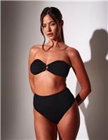 Crinkle Ring Detail Bandeau Bikini Top