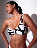 Printed One Shoulder Bikini Top