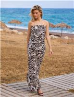 Sun Print Shirred Bandeau Top