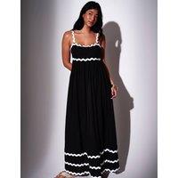 South Beach Pure Cotton Embroidered Maxi Beach Dress Black