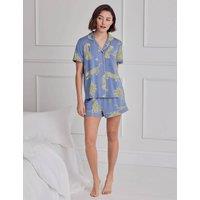 Chelsea Peers Cotton Righ Rainbow Cockapoo Print Short Pyjama Set Blue Mix