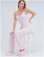 Ribbed Lace Trim Pyjama Set