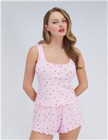 Valentines Ribbed Heart Print Shortie Set